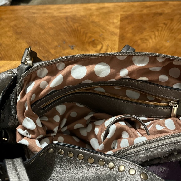 LJ Rose Bronze Colored Oversized Purse with Bronze Studding - Picture 4 of 9